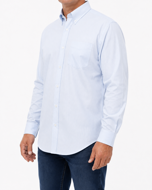 Camisa Hombre Moda Juvenil Isabella Azul Manga Larga
