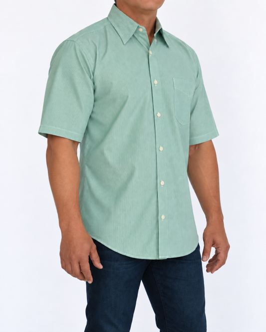 Camisa Hombre Moda Juvenil Modelo 2026 Verde Manga Corta