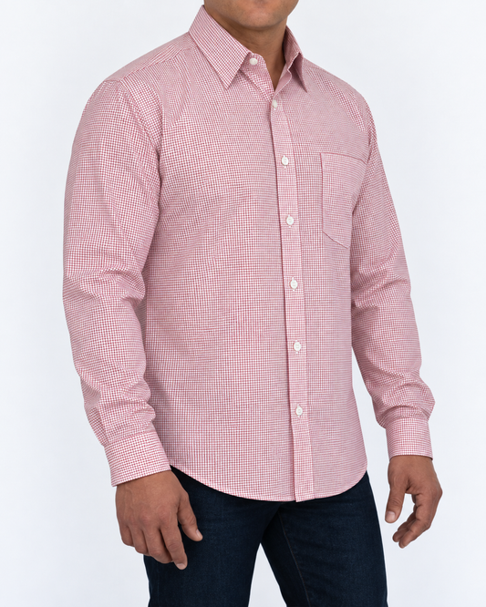 Camisa Hombre Moda Juvenil Modelo 2032 Rojo Manga Larga