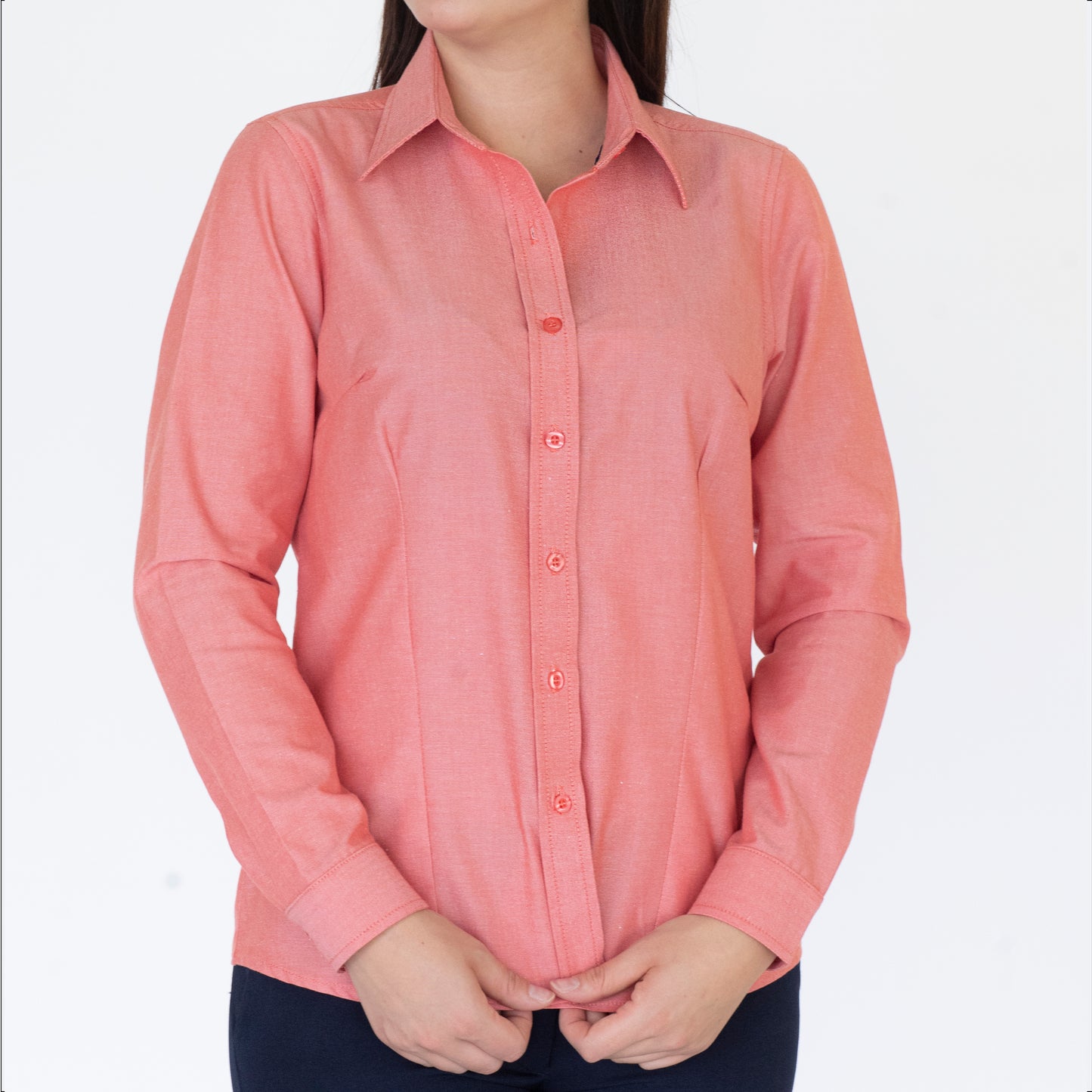 Blusa Manga Larga Modelo - Oxford Hindú Coral