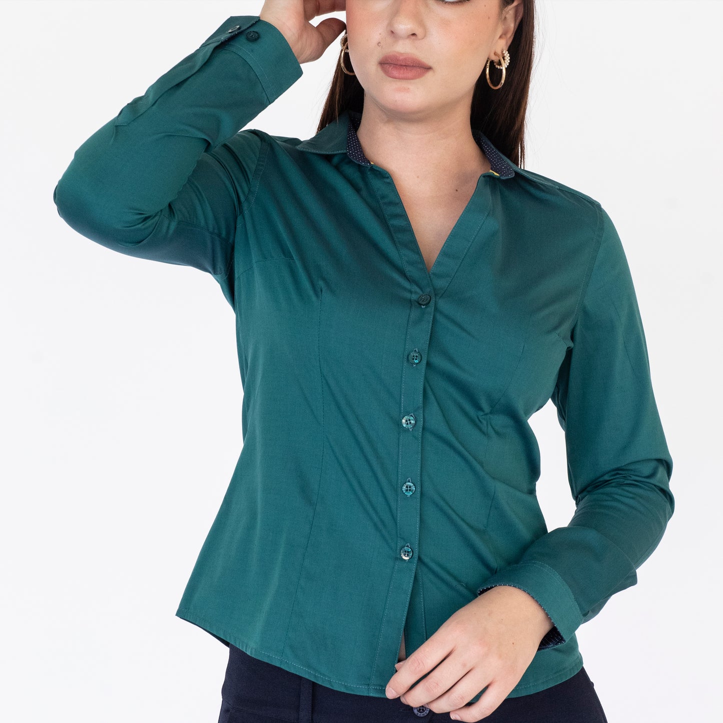 Blusa Manga Larga Modelo - Kansas Cuello V Verde