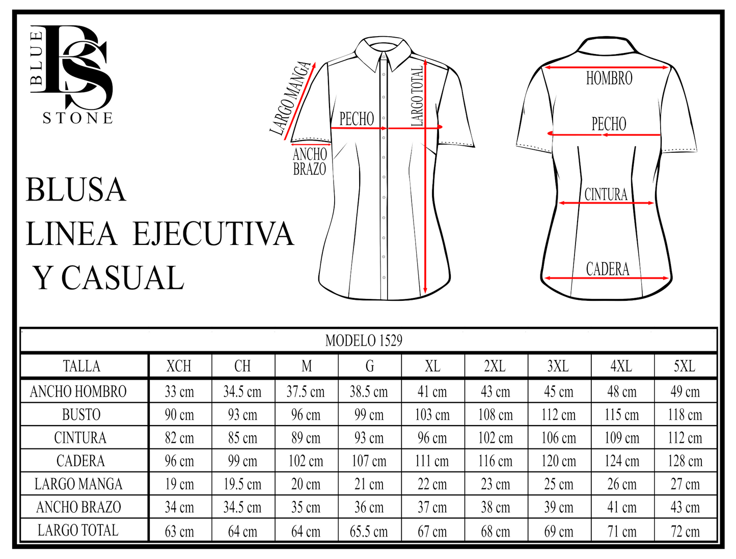 Blusa Manga Corta Modelo - 1550 Azul Cuadros