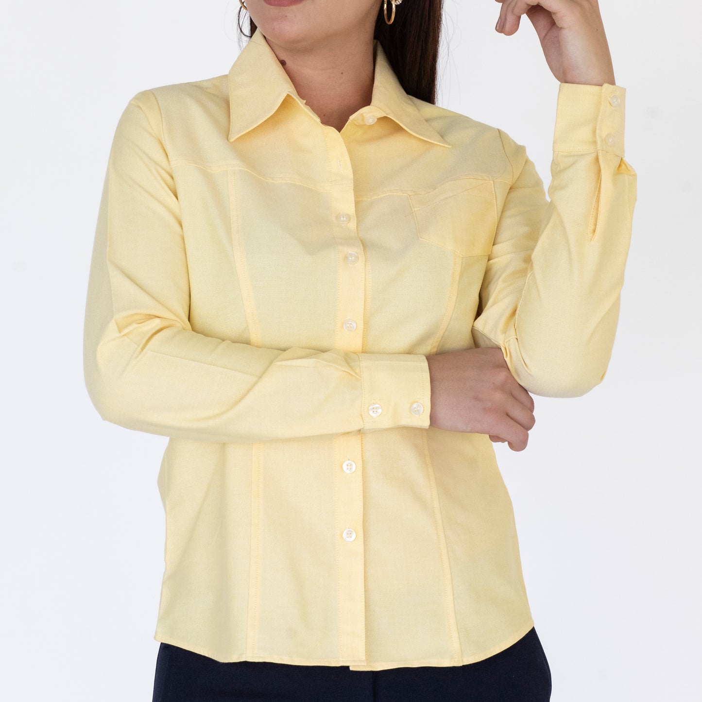 Blusa Manga Larga Modelo - 100 Oxford Amarillo