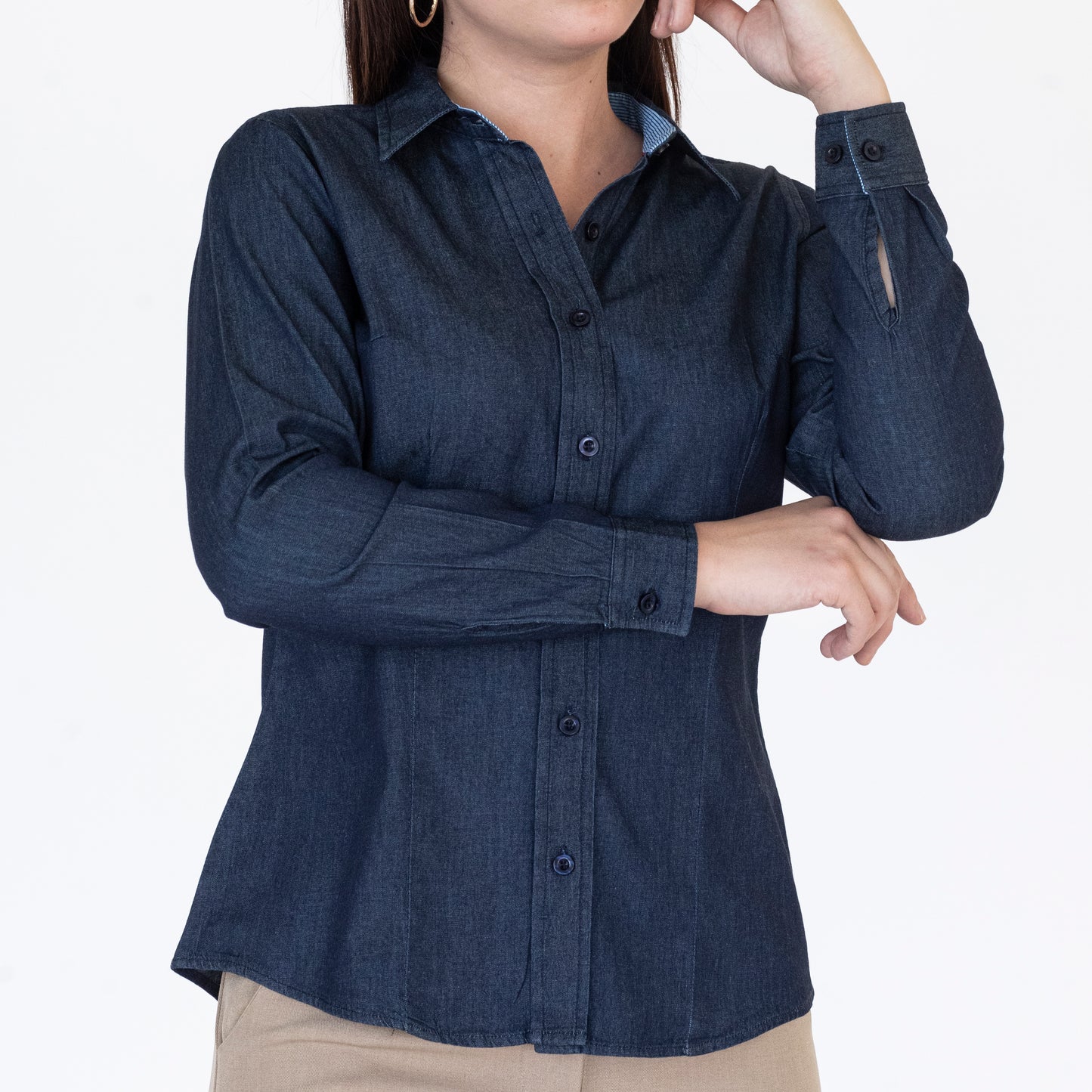 Blusa Manga Larga Modelo - Mezclilla Delgada