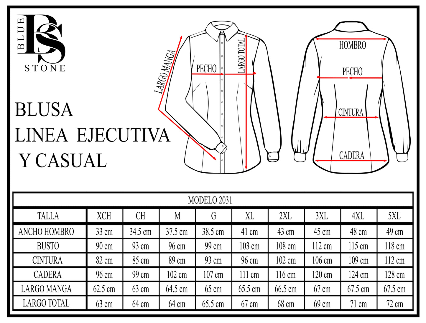 Blusa Manga Larga Modelo - 2031 Azul