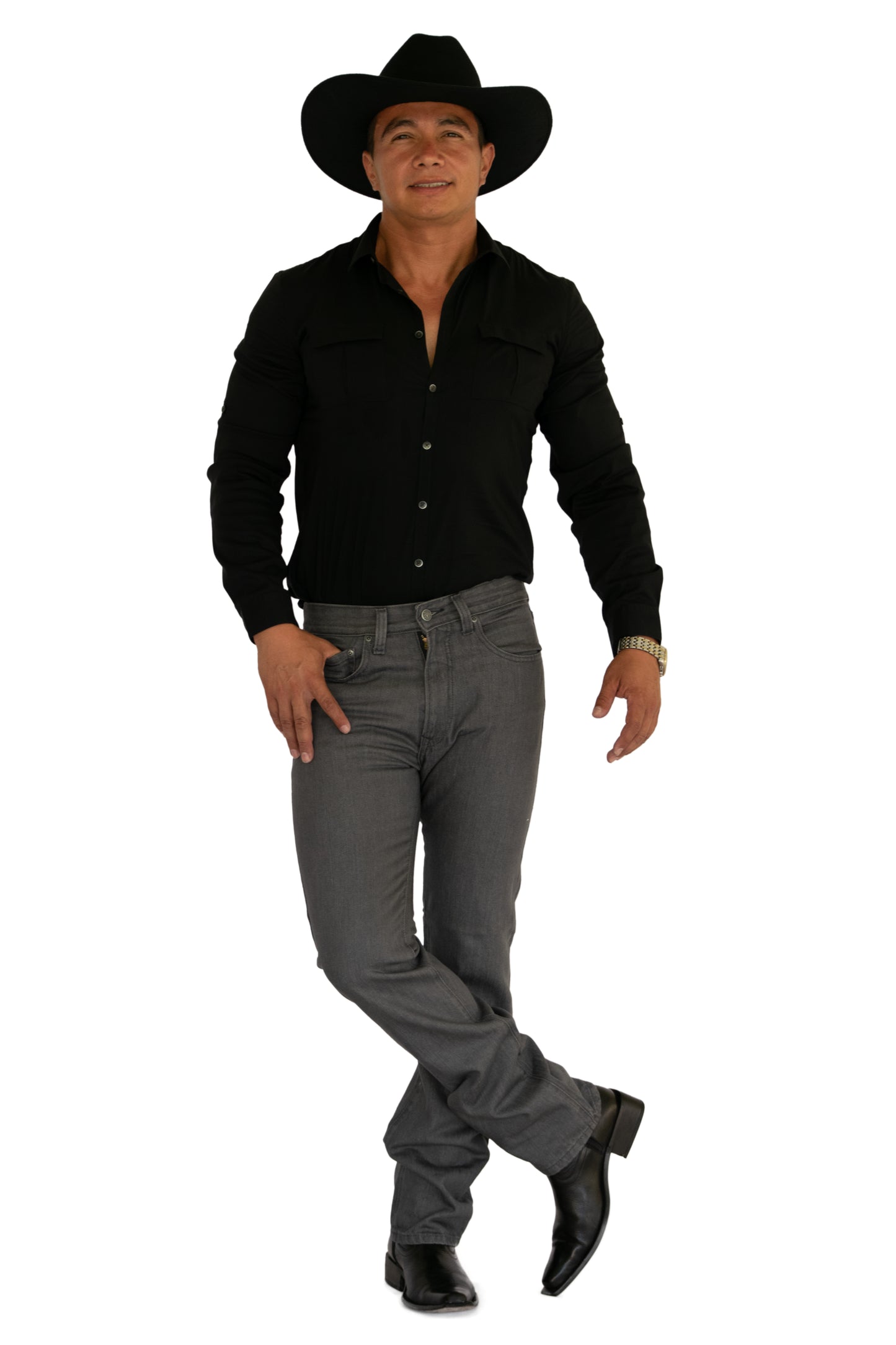 Pantalón De Mezclilla Gris - Corte Recto Rígido Blue Stone