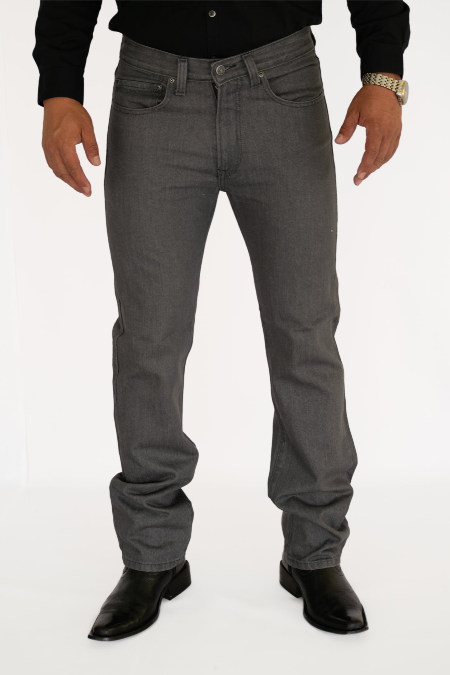 Pantalón De Mezclilla Gris - Corte Recto Rígido Blue Stone