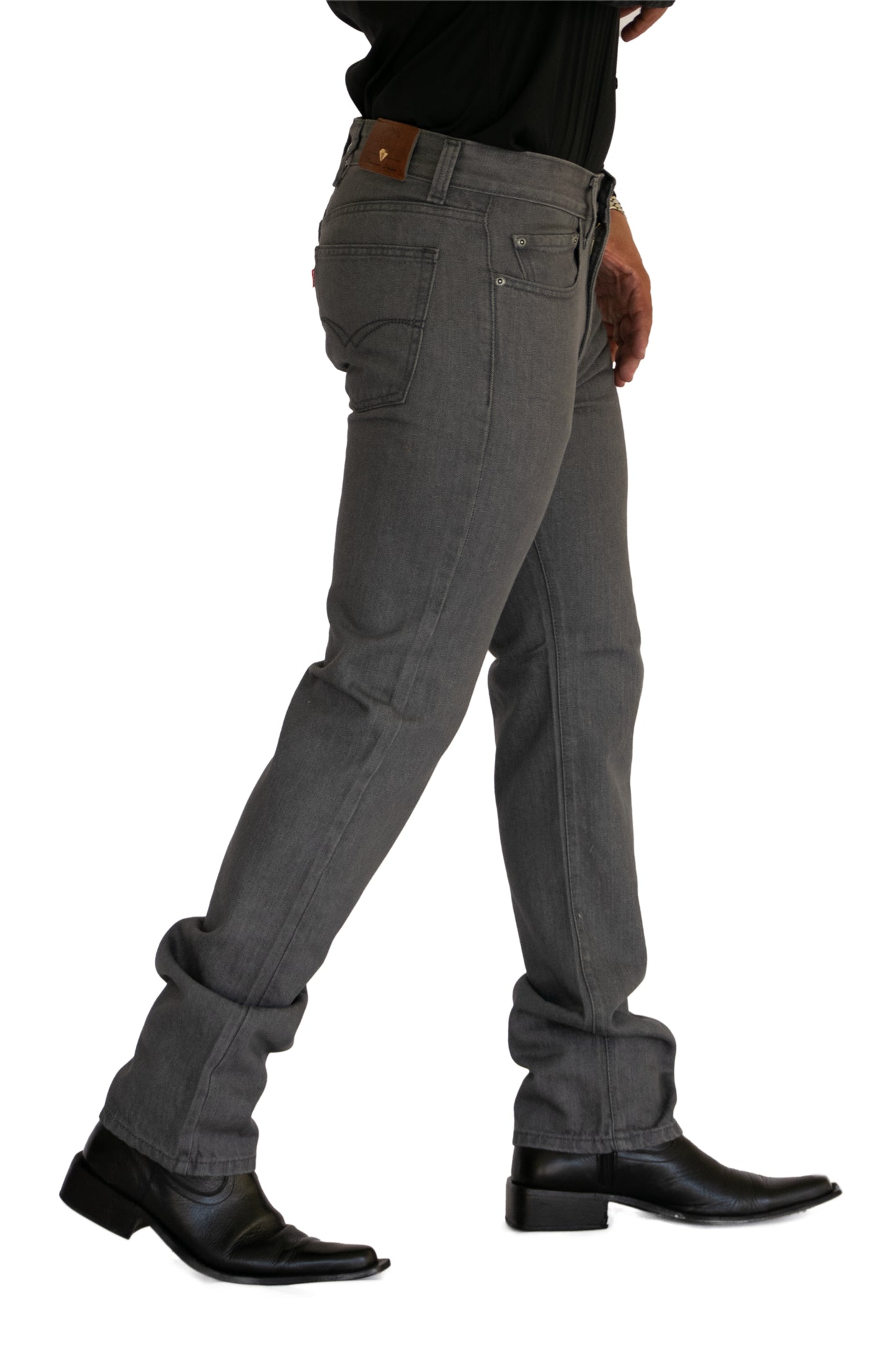 Pantalón De Mezclilla Gris - Corte Recto Rígido Blue Stone