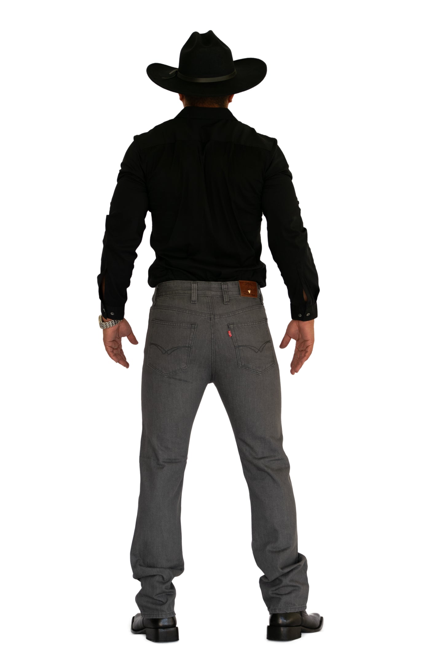 Pantalón De Mezclilla Gris - Corte Recto Rígido Blue Stone
