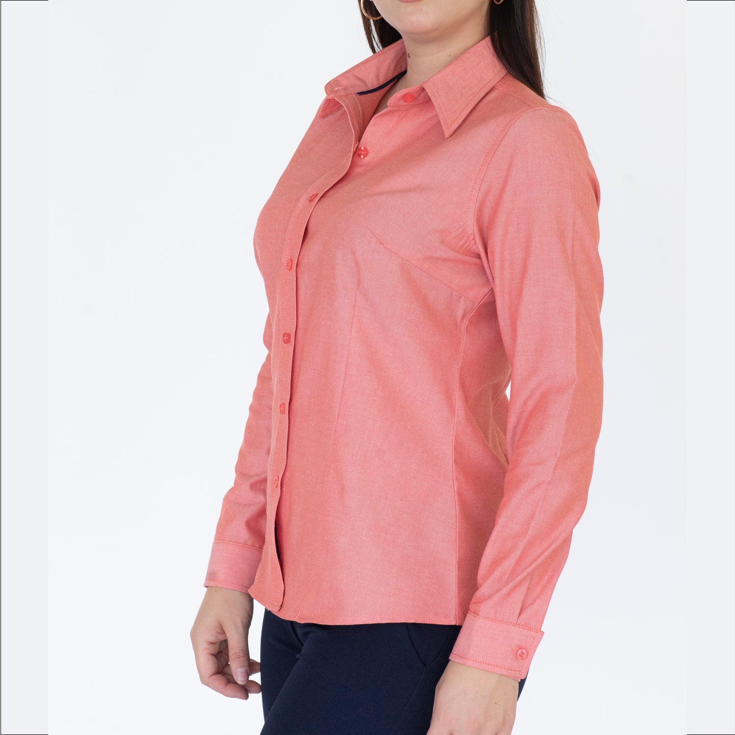 Blusa Manga Larga Modelo - Oxford Hindú Coral