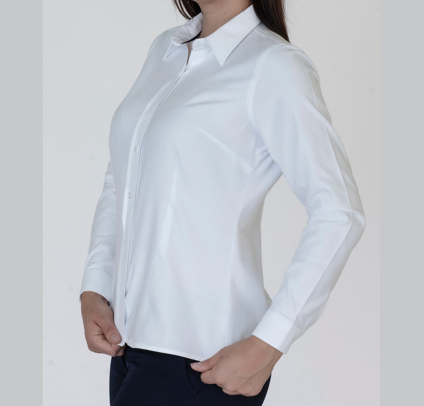 Blusa Manga Larga Modelo - Oxford Hindú Blanco