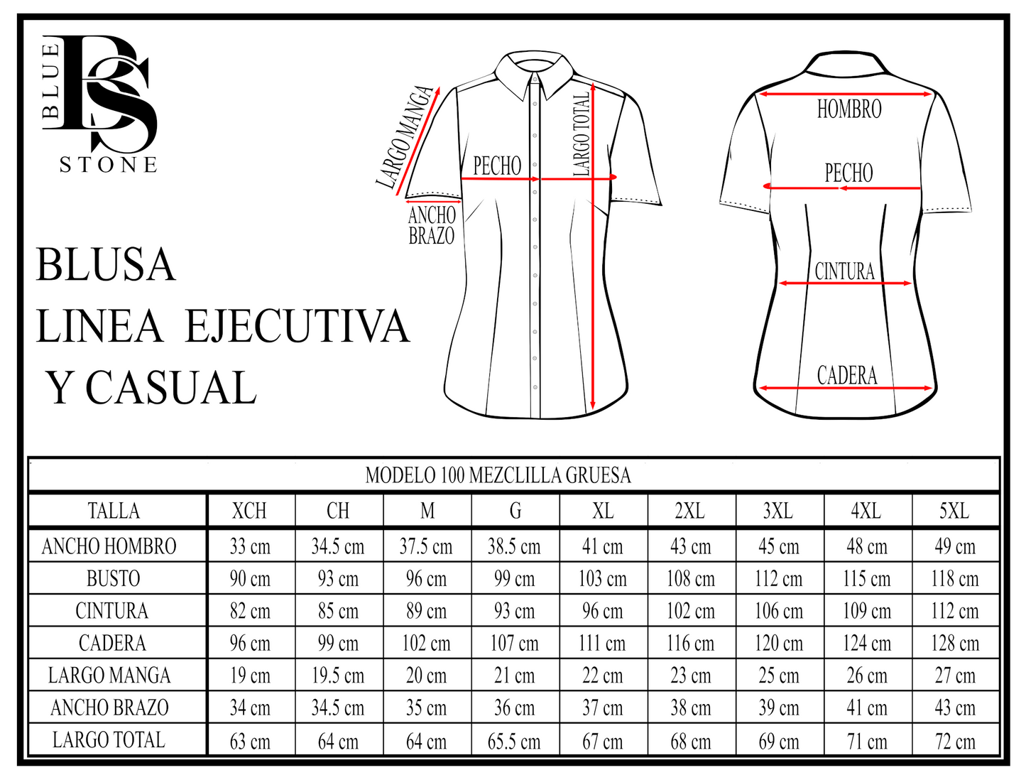 Blusa Manga Corta Modelo - Mezclilla Gruesa