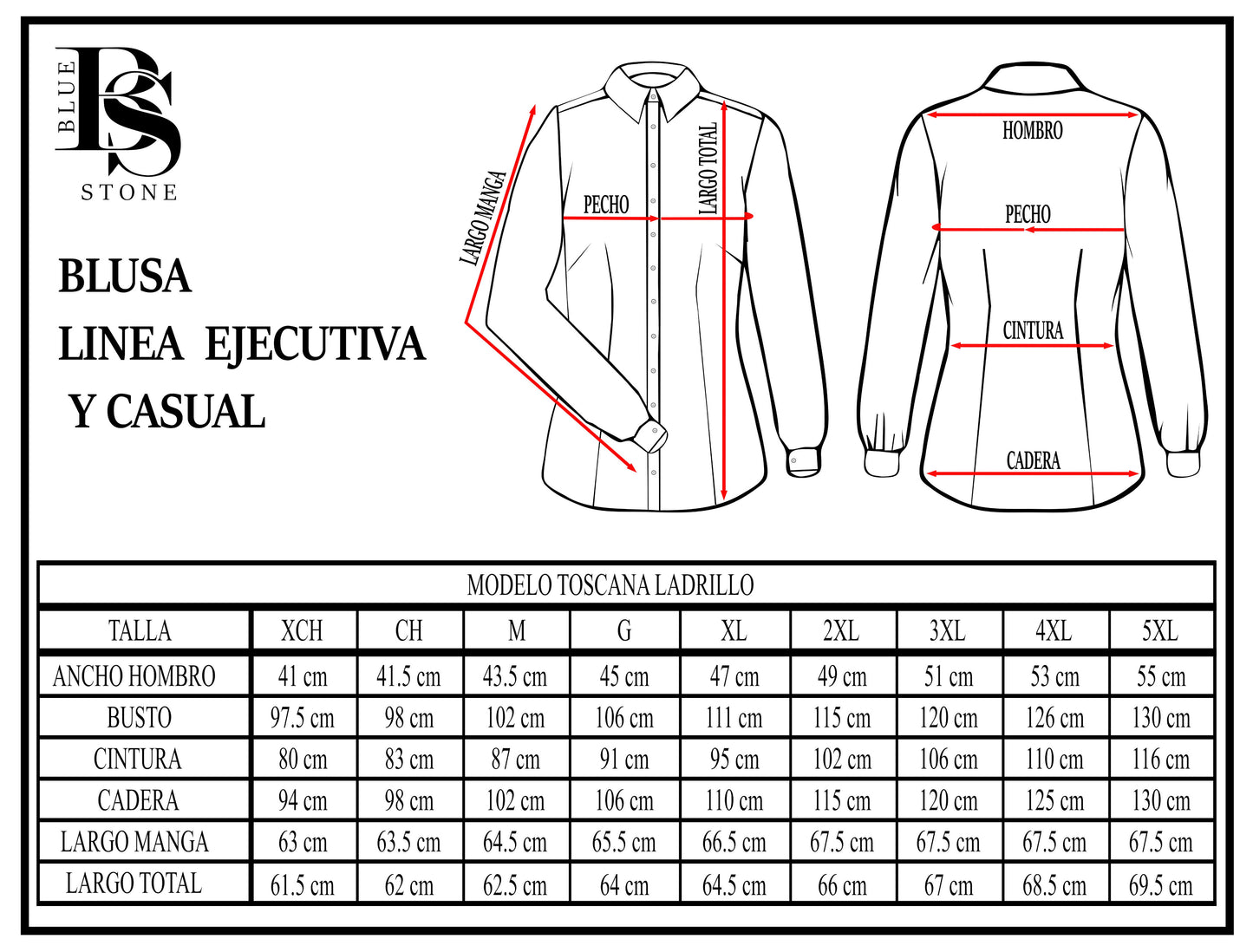 Blusa Manga Larga Modelo - Toscana 02 Ladrillo