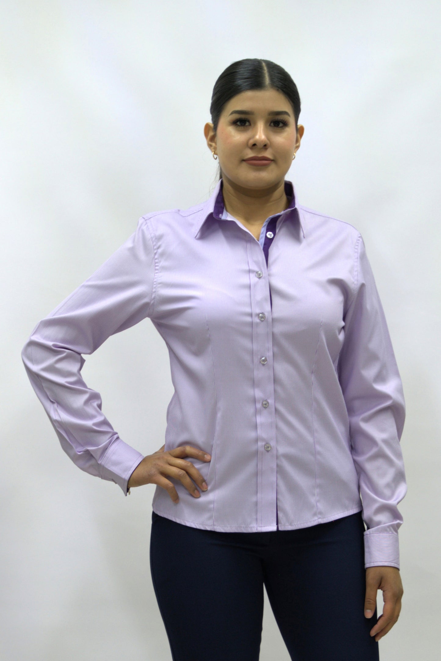 Blusa Manga Larga Modelo - Oslo Lila Rayas