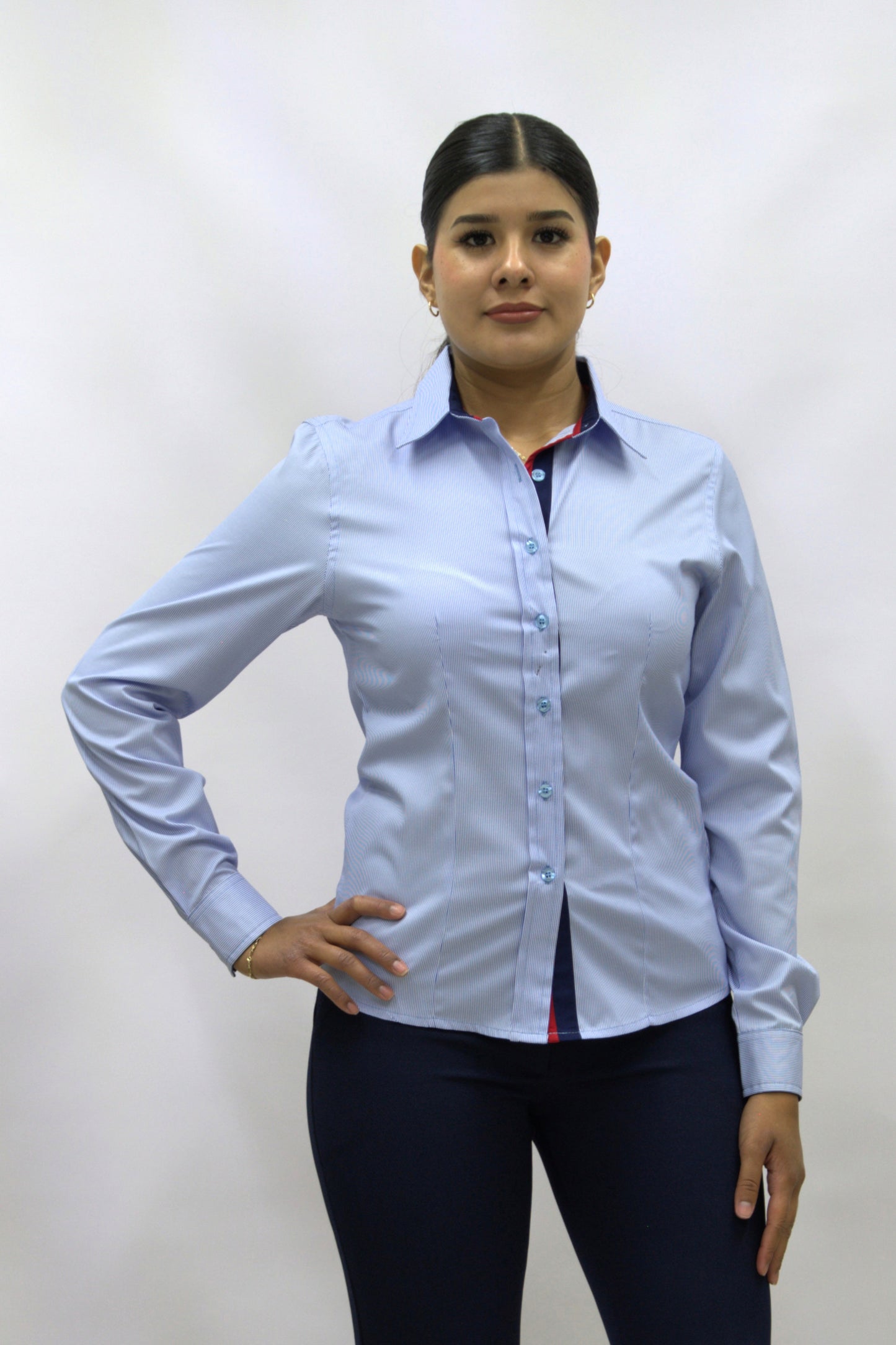 Blusa Manga Larga Modelo - Oslo Azul Rayas