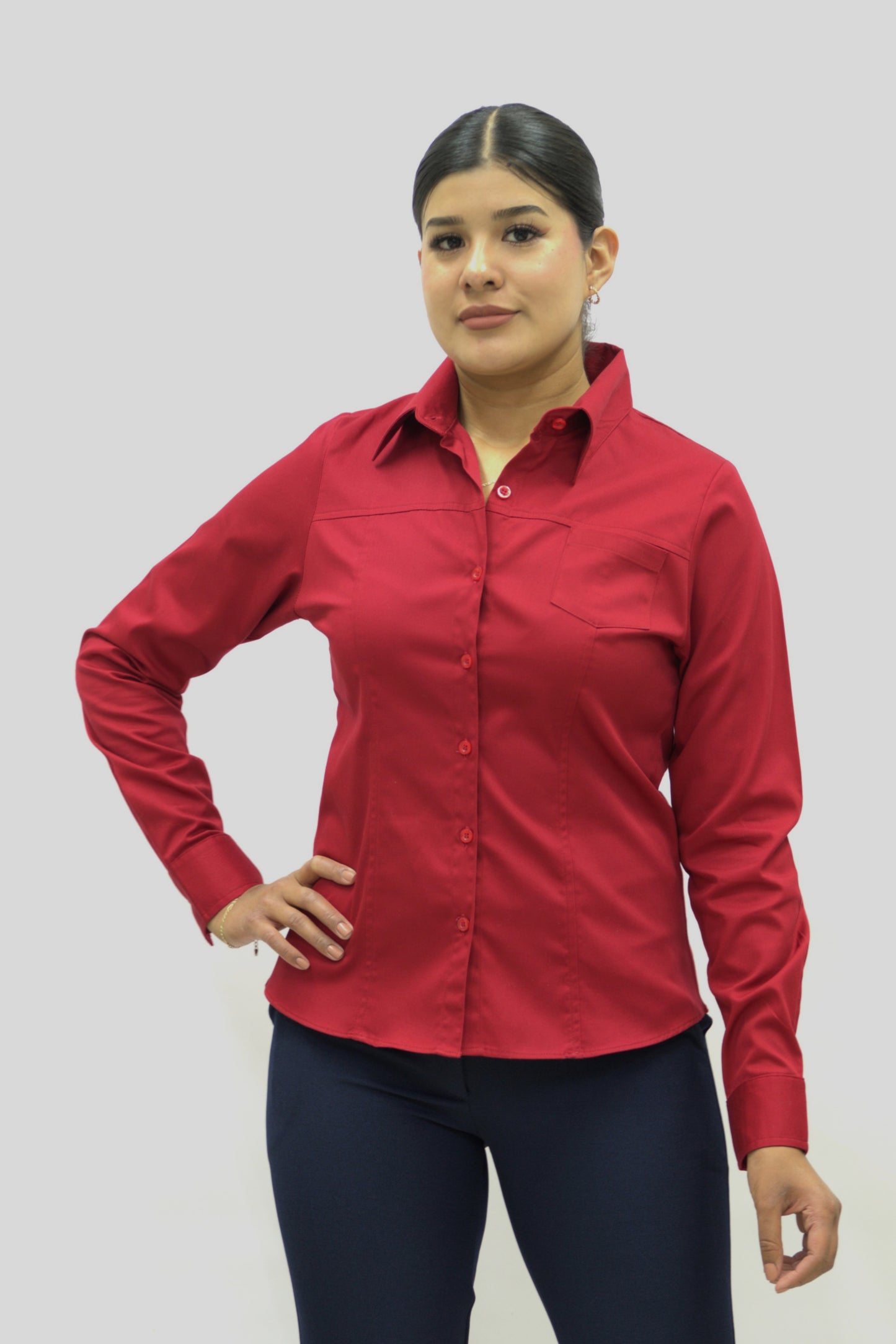 Blusa Manga Larga Modelo - 100 Rojo Quemado