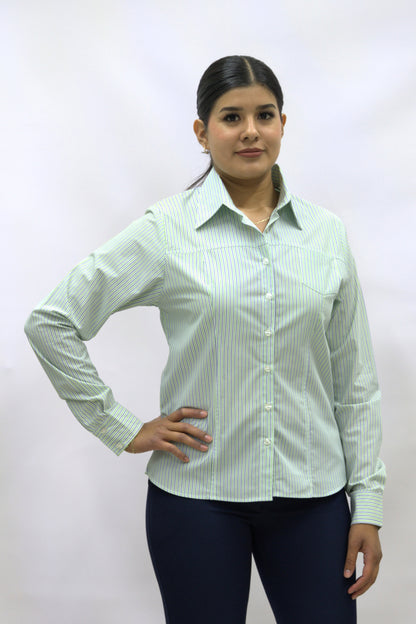 Blusa Manga Larga Modelo - 2025 Rayas Verde