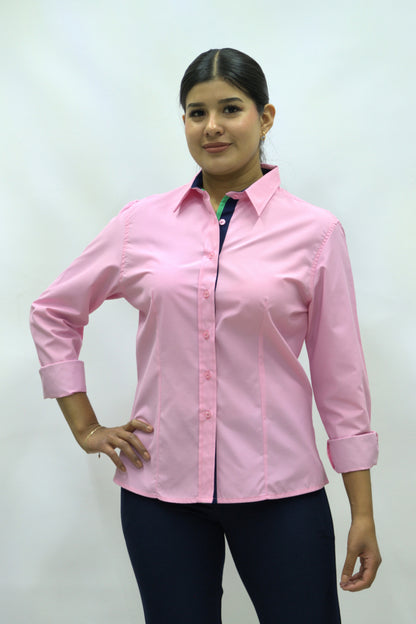 Blusa Manga Larga Modelo - Villela Rosa Fuerte