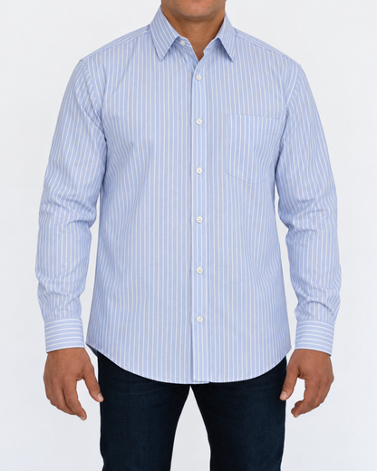 Camisa Hombre Moda Juvenil Modelo 2020 Azul Manga Larga