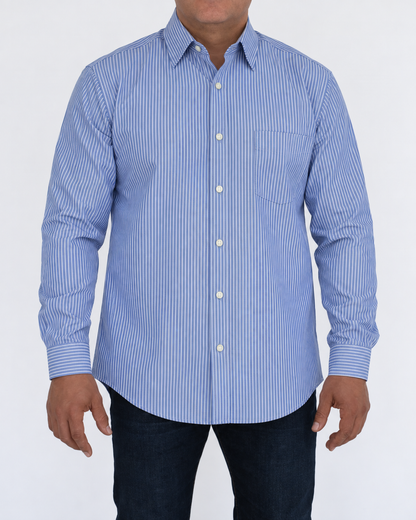 Camisa Hombre Moda Juvenil Modelo 2019 Azul Manga Larga
