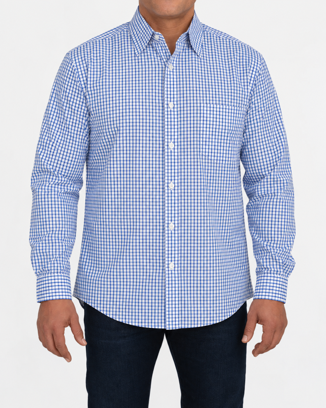 Camisa Hombre Moda Juvenil Modelo 2033 Azul Manga Larga