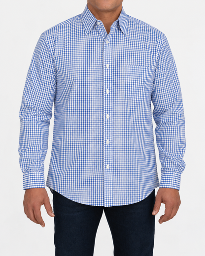 Camisa Hombre Moda Juvenil Modelo 2033 Azul Manga Larga
