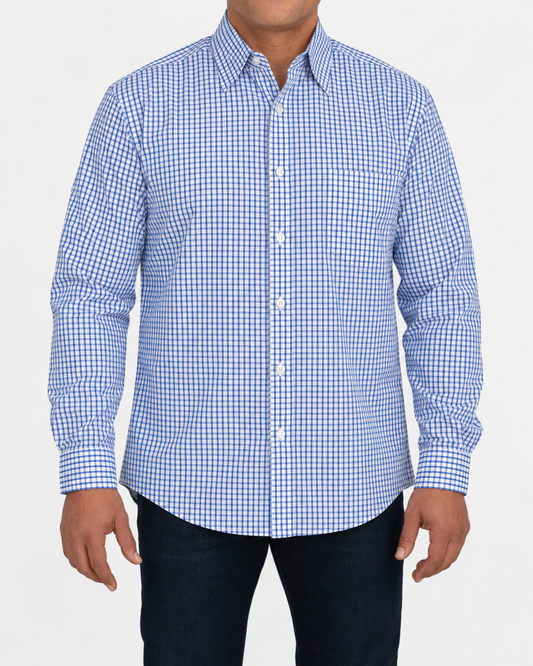 Camisa Hombre Moda Juvenil Modelo 2033 Azul Manga Larga