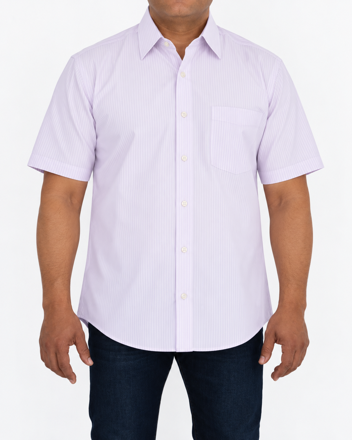 Camisa Hombre Moda Juvenil Modelo Isabella Lila Manga Corta