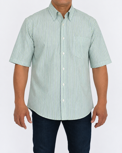 Camisa Hombre Moda Juvenil Modelo 2025 Verde Manga Corta