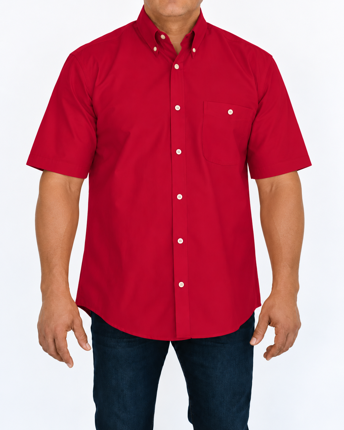 Camisa Hombre Moda Juvenil Modelo 100 Rojo Manga Corta