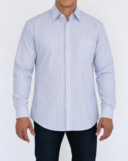 Camisa Hombre Moda Juvenil Modelo 2018 Azul Manga Larga