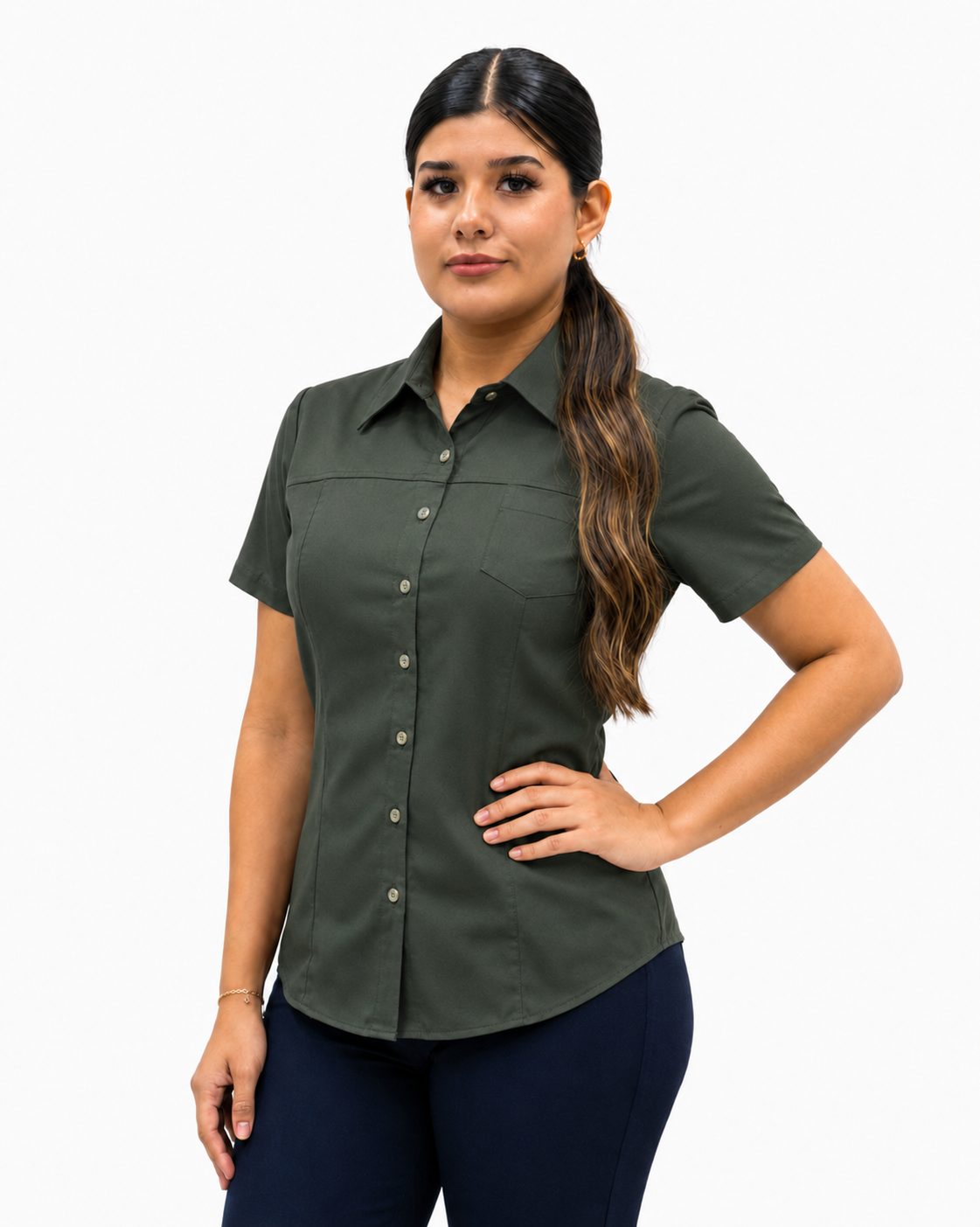 Blusa Manga Corta Modelo - 100 Verde Militar