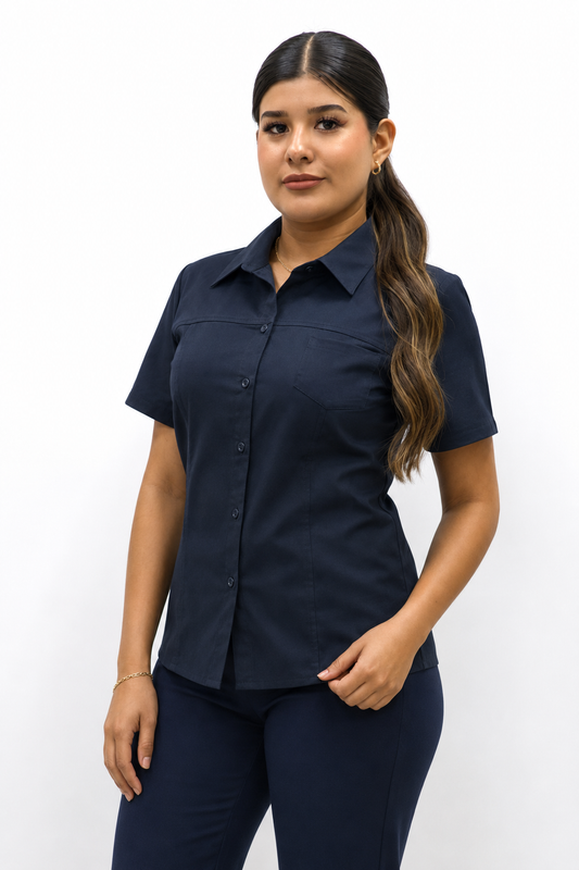 Blusa Manga Corta Modelo - 100 Azul Marino