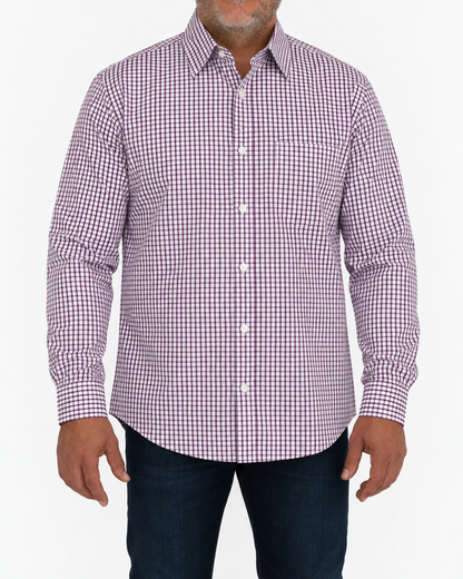 Camisa Hombre Moda Juvenil Modelo 2034 Vino Manga Larga