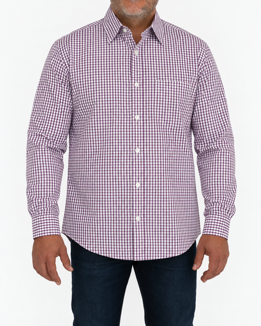 Camisa Hombre Moda Juvenil Modelo 2034 Vino Manga Larga