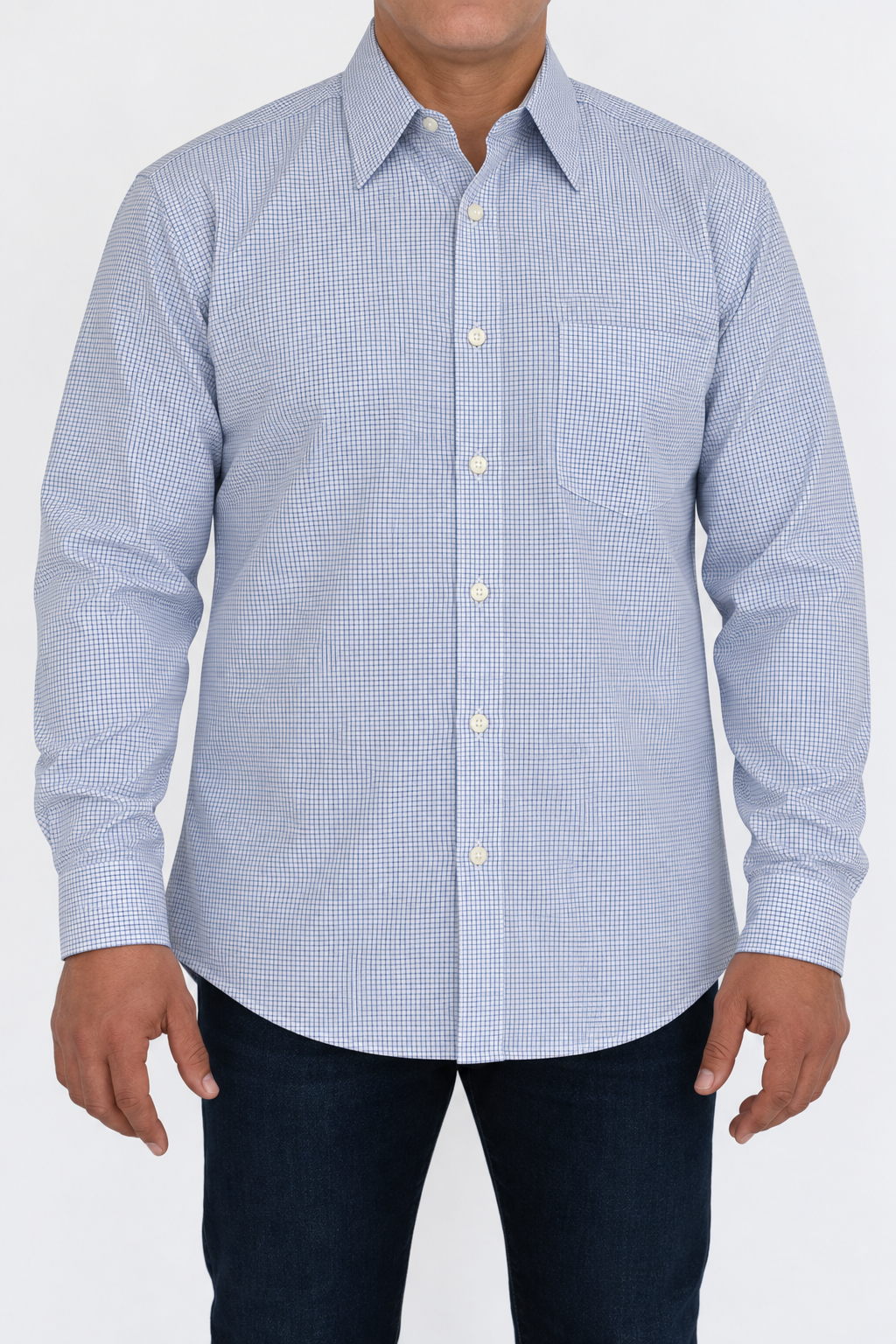 Camisa Hombre Moda Juvenil Modelo 2031 Azul Manga Larga