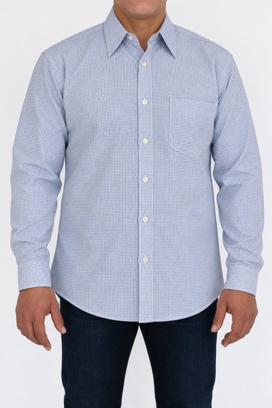 Camisa Hombre Moda Juvenil Modelo 2031 Azul Manga Larga