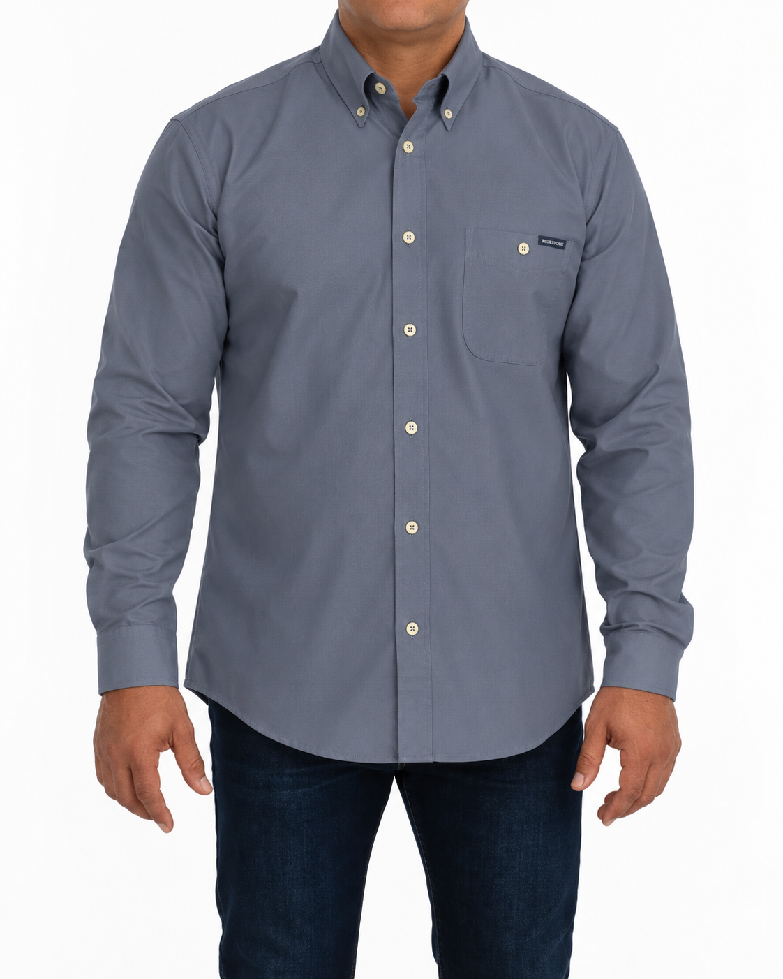 Camisa Hombre Moda Juvenil Modelo 100 Gris Oscuro Manga Larga