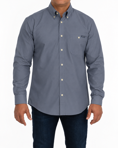 Camisa Hombre Moda Juvenil Modelo 100 Gris Oscuro Manga Larga