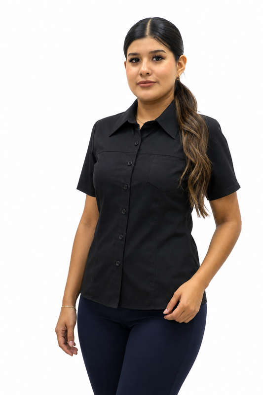 Blusa Manga Corta Modelo - 100 Negro
