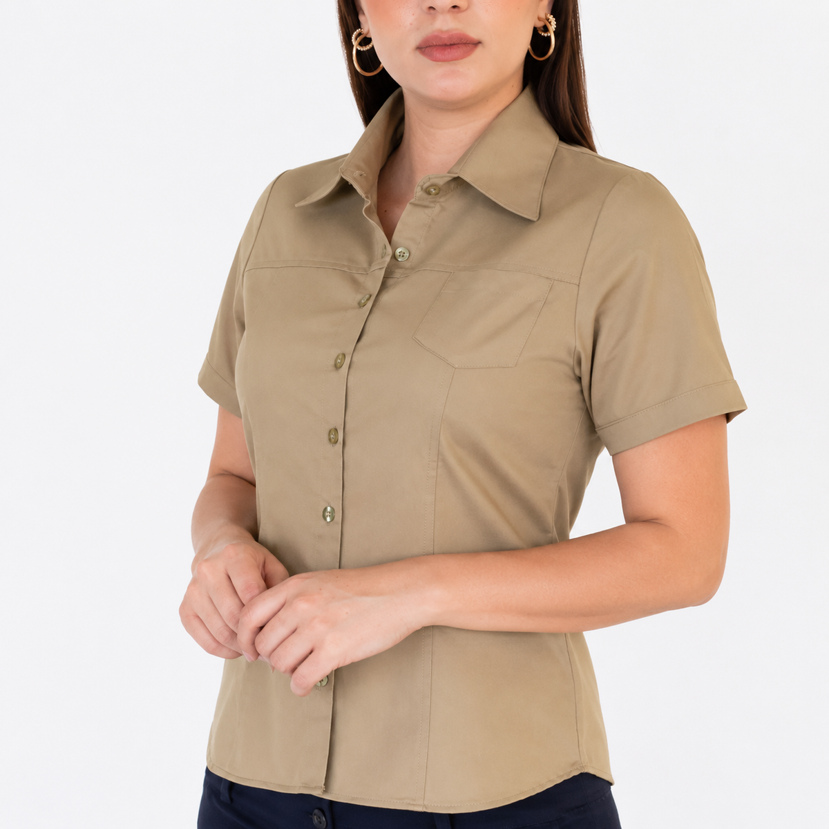 Blusa Manga Corta Modelo - 100 Caqui