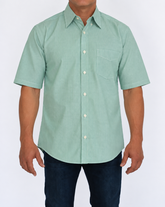 Camisa Hombre Moda Juvenil Modelo 2026 Verde Manga Corta