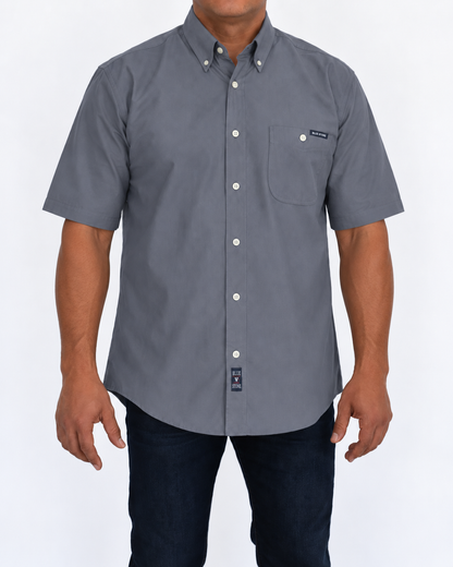 Camisa Hombre Moda Juvenil Modelo 100 Gris Claro Manga Corta