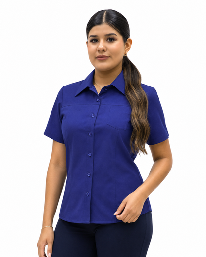 Blusa Manga Corta Modelo - 100 Azul Rey