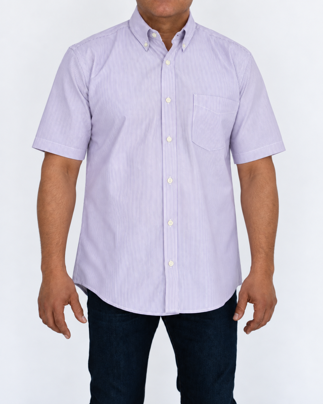 Camisa Hombre Moda Juvenil Modelo 2023 Lila Manga Corta