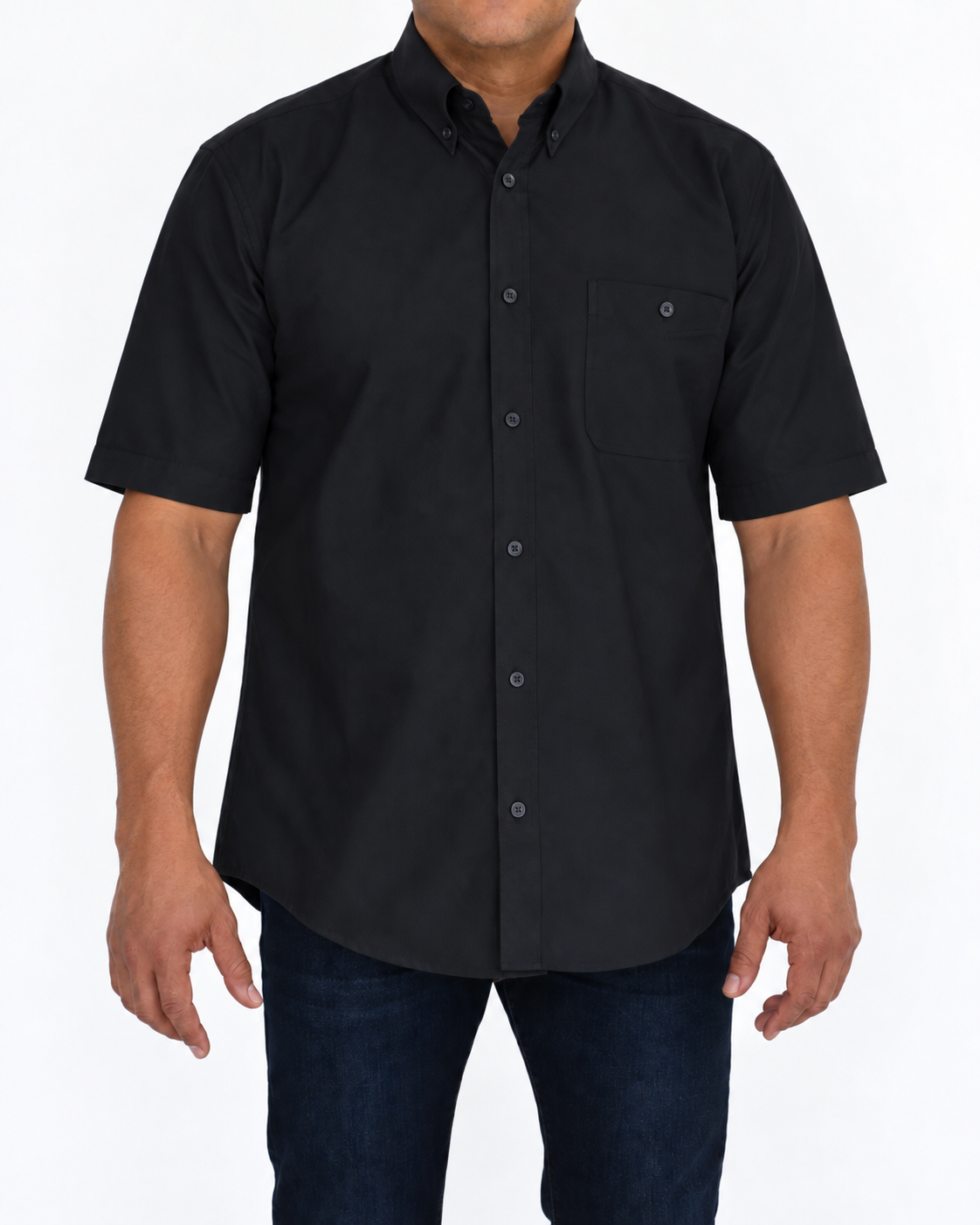 Camisa Hombre Moda Juvenil Modelo 100 Negro Manga Corta
