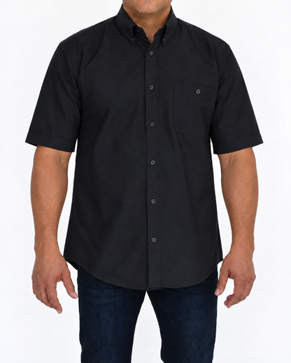 Camisa Hombre Moda Juvenil Modelo 100 Negro Manga Corta