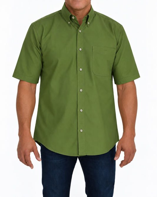 Camisa Hombre Moda Juvenil Modelo 100 Verde Manzana Manga Corta