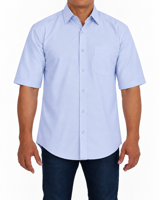 Camisa Hombre Moda Juvenil Modelo 2022 Azul Manga Corta