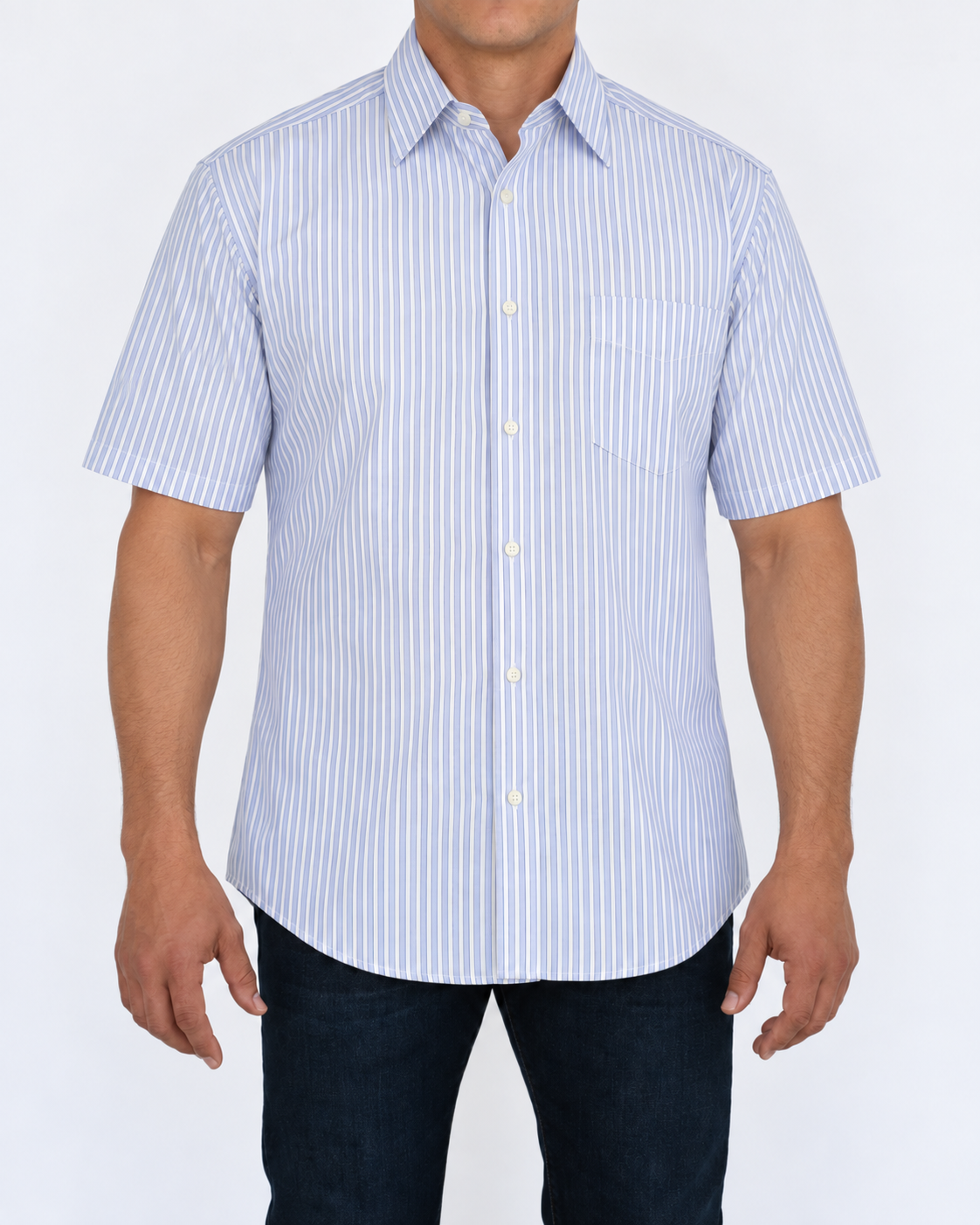 Camisa Hombre Moda Juvenil Modelo 2018 Azul Manga Corta